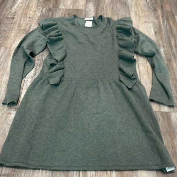 ZARA KIDS Knit Fancy Collection Sweater Dress Green Ruffle size 11-12 - Picture 2 of 6